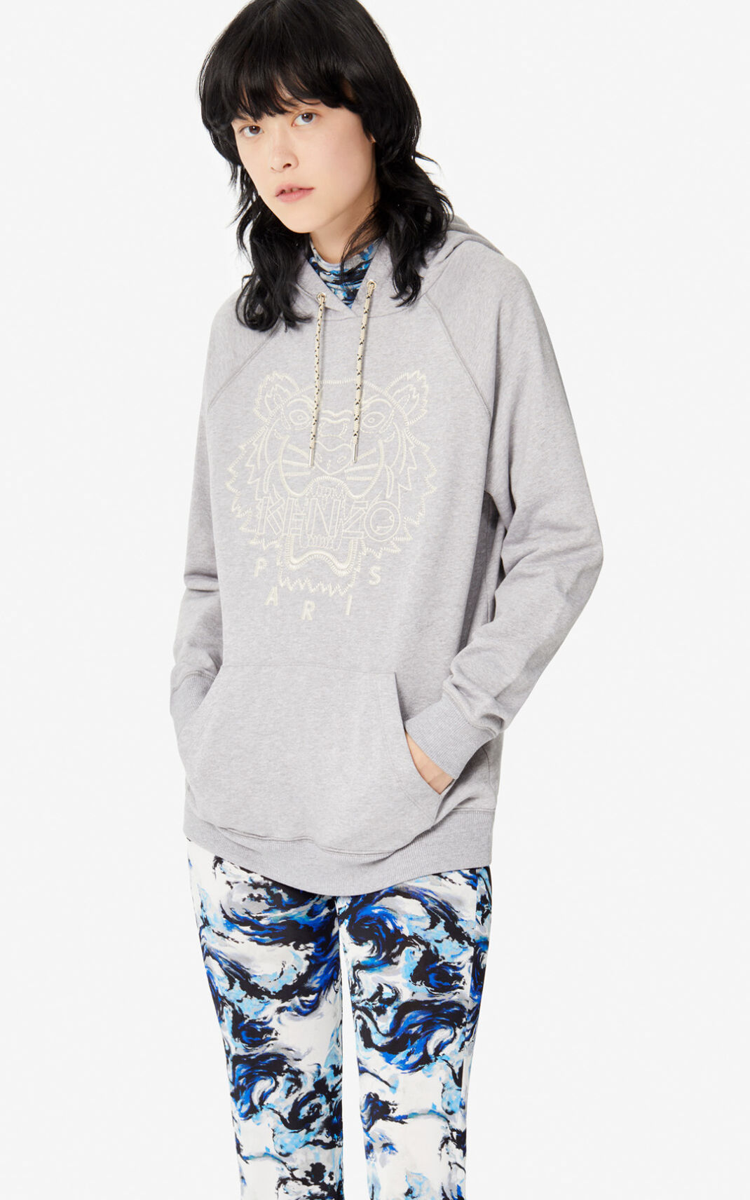 Sweat A Capuche Kenzo Capsule Expedition Femme Grise | QVZC-49082